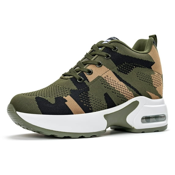 Wedge Sneakers for Women, Wedge Tennis Shoes for Women Non-Slip Fashion Sneakers Olive Green Shoes for Women
