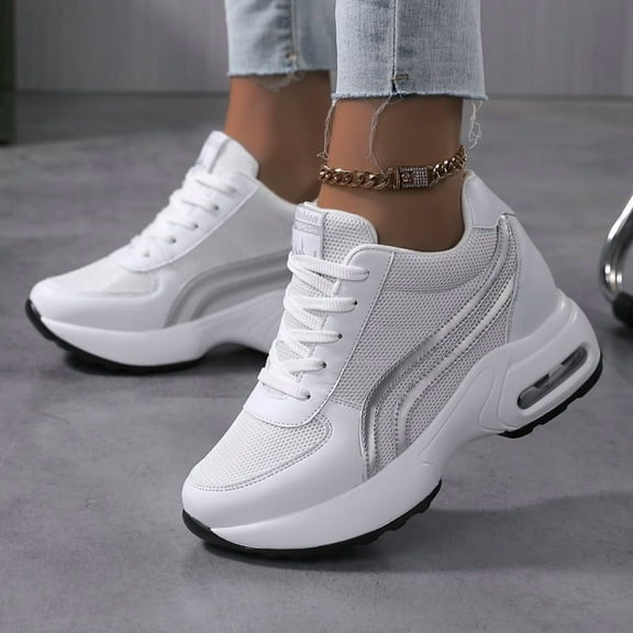 Women's Platform Sneakers Wedges Lace Up Shoes Increase Fashion Sneakers for Womens Girls