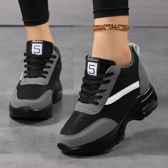 Women's Platform Sneakers Wedges Lace Up Shoes Increase Fashion Sneakers for Womens Girls