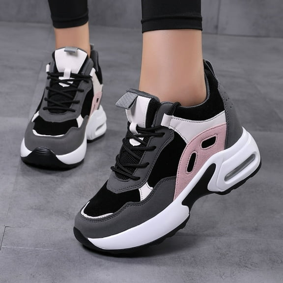 Women's Platform Sneakers Wedges Lace Up Shoes Increase Fashion Sneakers for Womens Girls