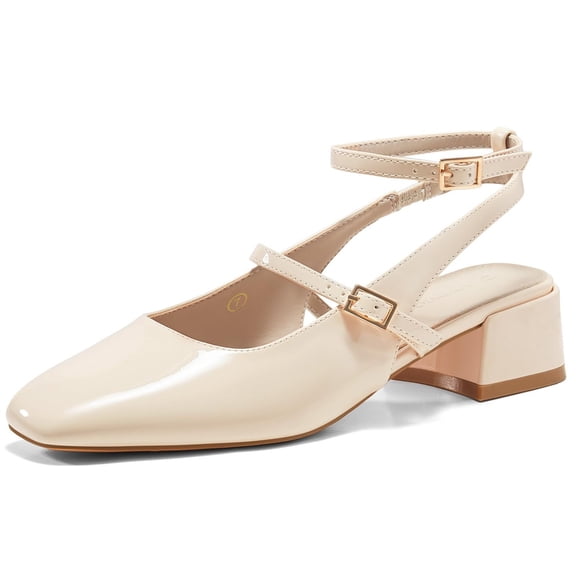 Women's thick soled low heel closed toe high heels, wedding party dress shoes