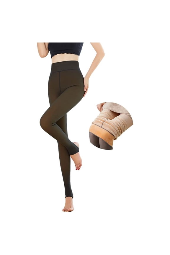 Women's tights with wool lining in winter, high elastic warm keeping thick pseudo translucent tights, trousers, fuzzy tights