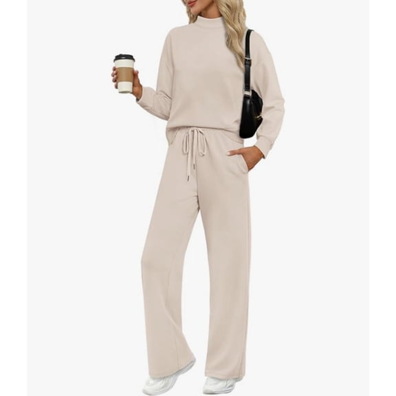 Women's two-piece oversized sweatshirt and jogging sweatpants set comfortable casual wear with pockets