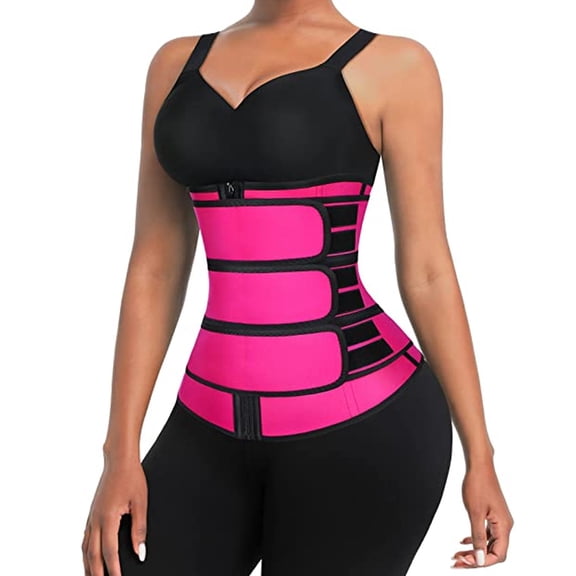 Women's waist trainer 3 straps hip control training Corset sauna belt body beauty Shapewear sports waist protection-red
