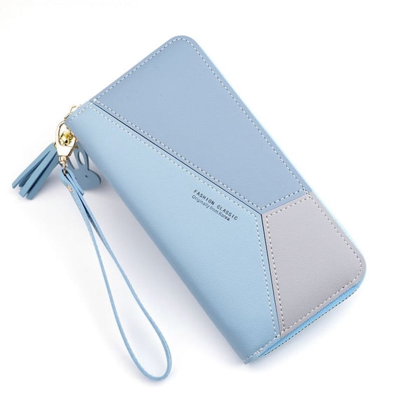 NKTIER Women Leather Double Zipper Wallet Ladies Wallet Purse Wallet with Card Compartment