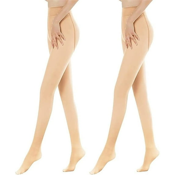 Women's warm wool lined tights Translucent tights warm winter false transparent tights Flawless legs