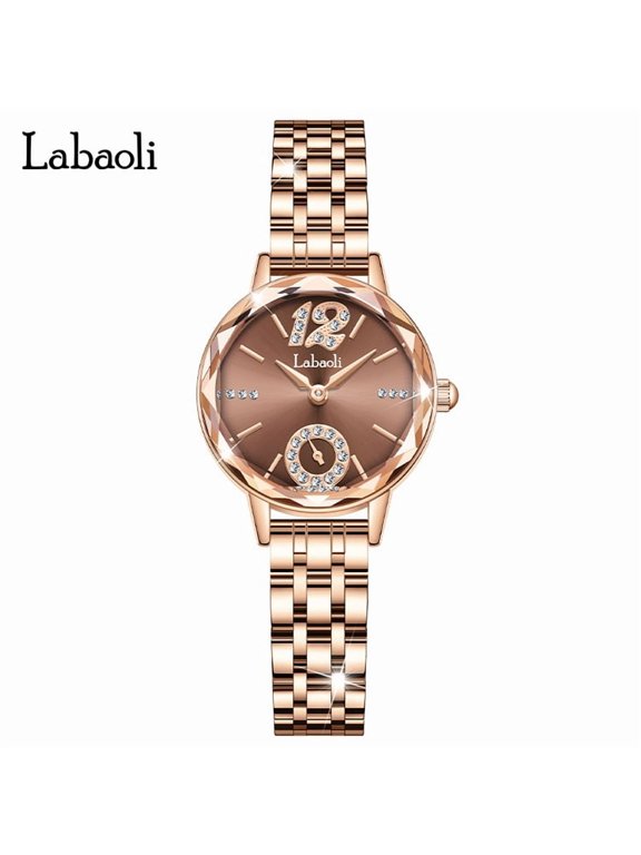 Women's watch with elegant steel band, two-hand half-seconds watch, waterproof quartz watch, trendy and fashionable women's model