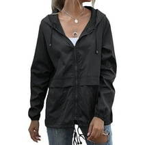 Women's waterproof windbreaker Light windbreaker jacket hooded windbreaker outdoor,black,L,
