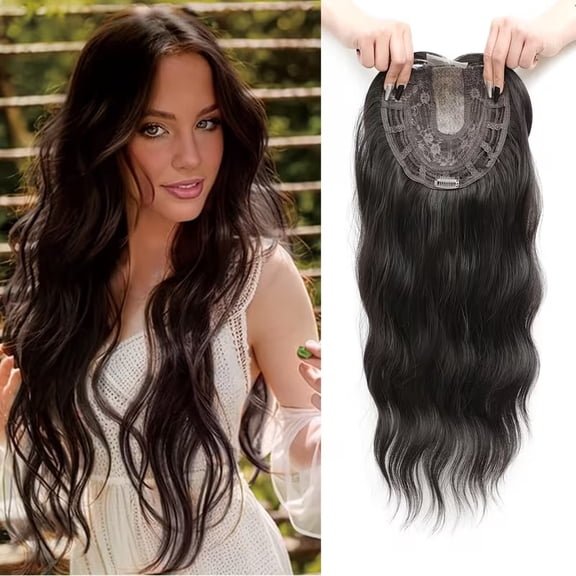 Women's wavy gradient highlighted hair piece 22-inch clip-in wig - special bangs design for hair extensions