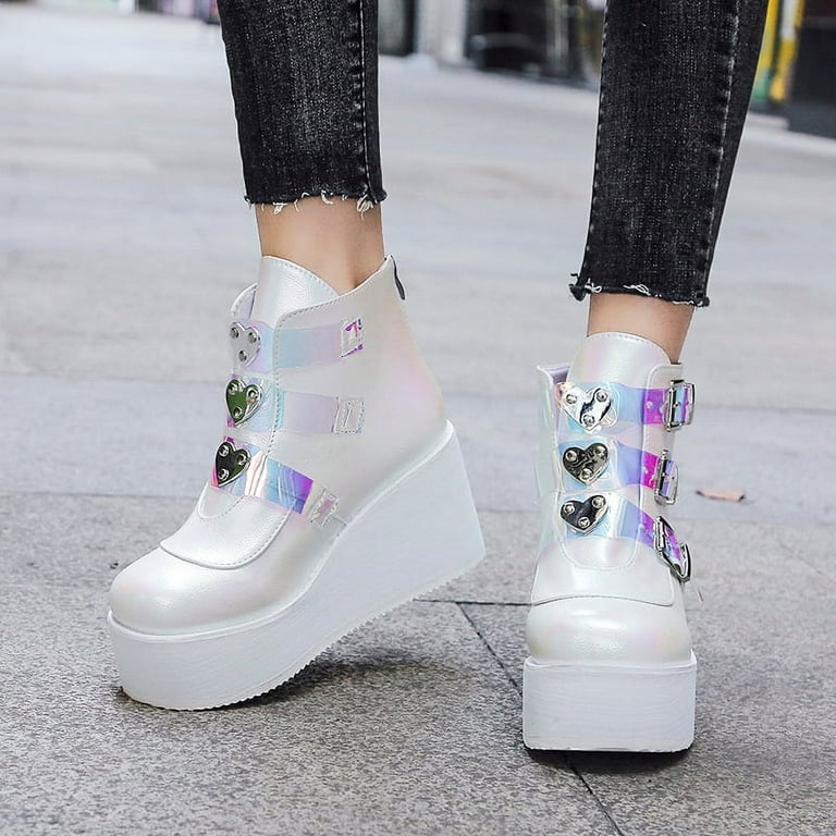 Women s wedge sneakers fashionable platform high heels colorful super high heel sneakers