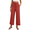 thumbnail image 1 of Women's wide-leg cropped wide-leg pants, flowy and casual , with pockets., 1 of 9