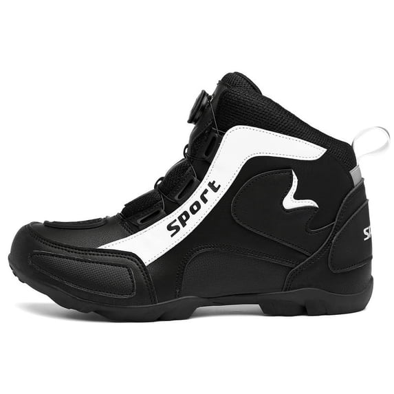 Women's winter heightening platform motorcycle riding boots and moto shoes,White and black,36
