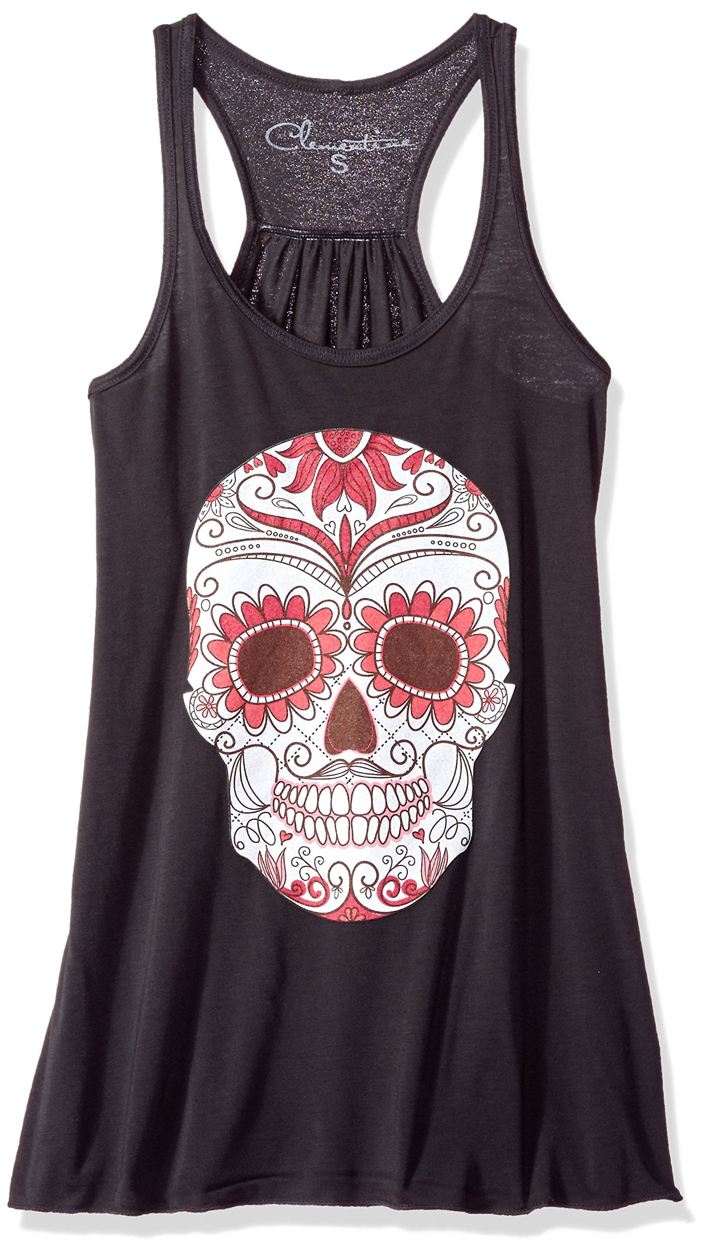 Women's with Floral Skull Flowy Racerback Tank Top