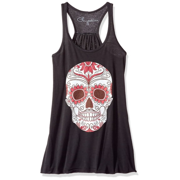 Women's with Floral Skull Flowy Racerback Tank Top