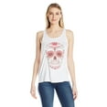 thumbnail image 1 of Women's with Floral Skull Flowy Racerback Tank Top, 1 of 2