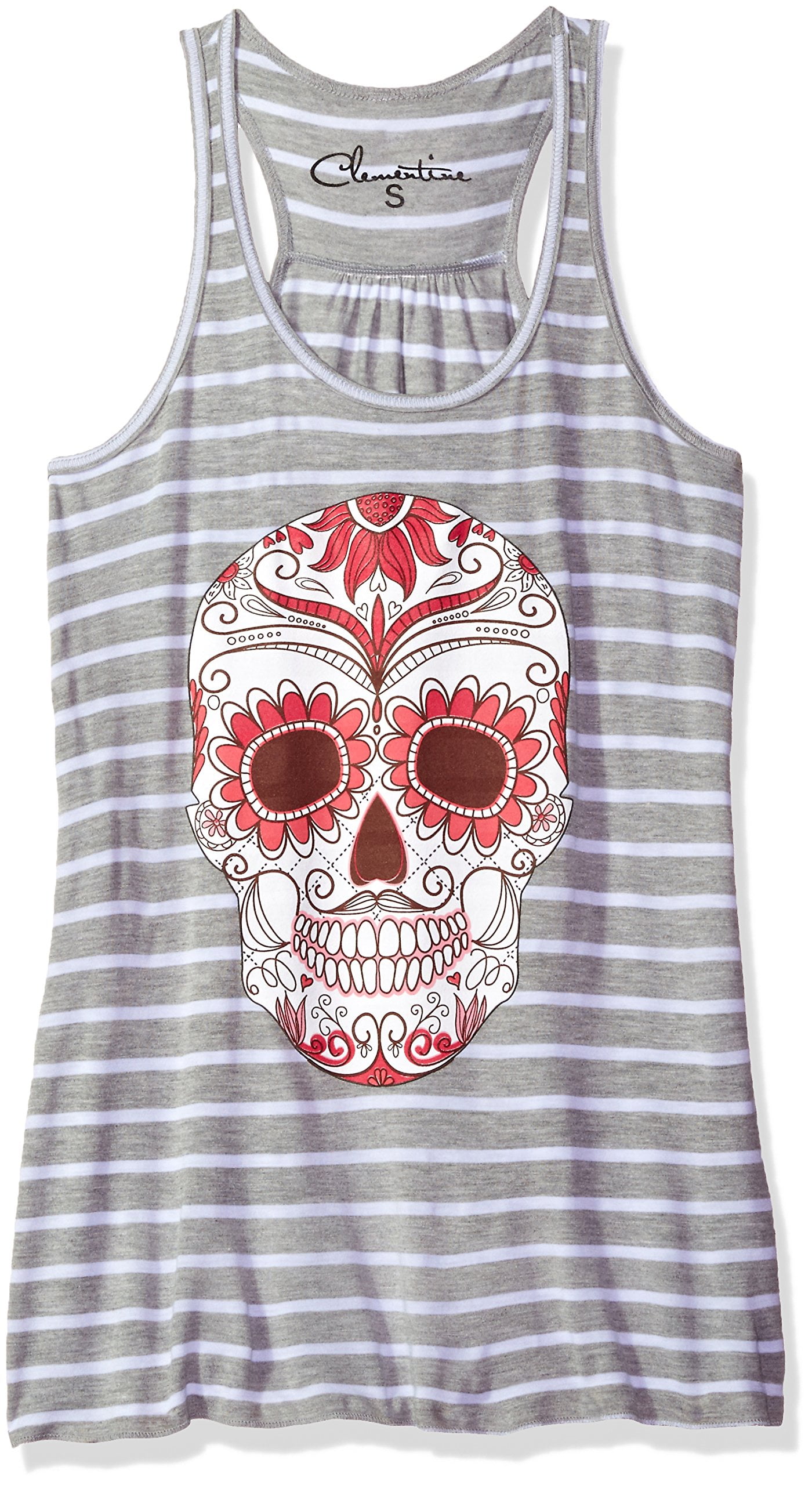Women's with Floral Skull Flowy Racerback Tank Top