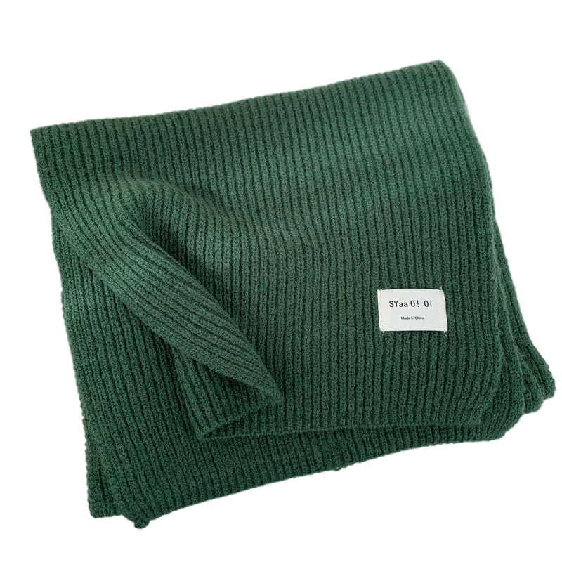 Women's wool knitted scarf autumn and winter thick warm neck scarf ...