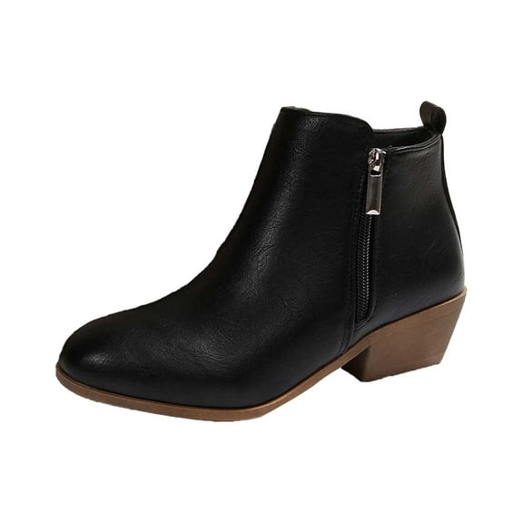 Women'sAnkle Boots Casual Fashion Ankle Boots with Chunky Low Heel and Side Zipper Comfortable Design for Everyday Wear Black 37