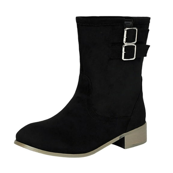 Women'sAnkle Boots Fashion Ankle Boots Chunky Heel Side Zipper Comfortable Walking Booties for Autumn Winter Black 36