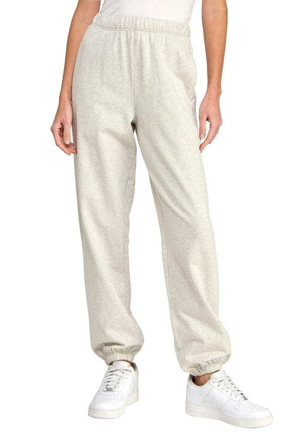 Women'sCertified 100% Organic Cotton Heavyweight Relaxed Sweatpants, Melange Oatmeal, M
