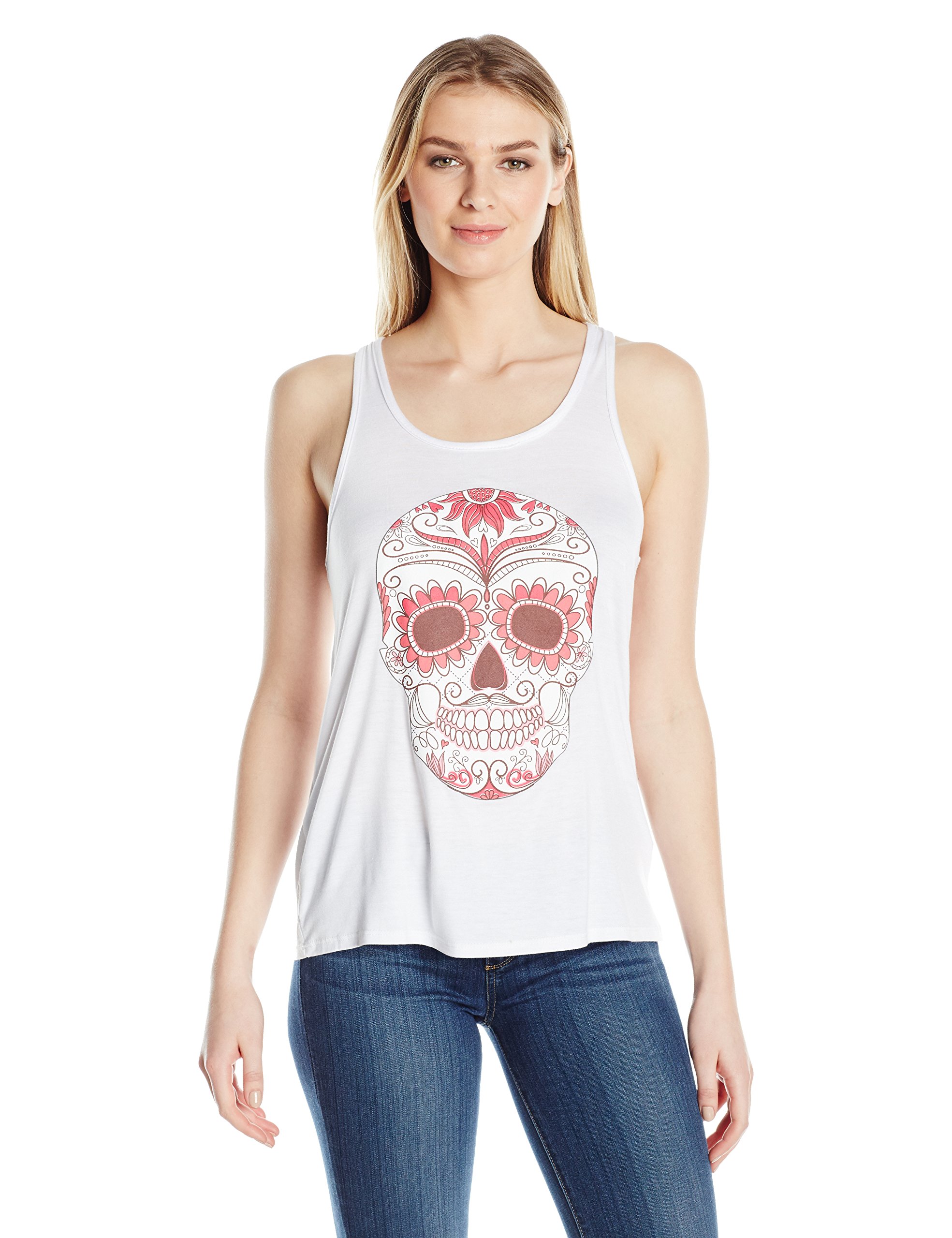 Women'sClementine with Floral Skull Flowy Racerback Tank Top