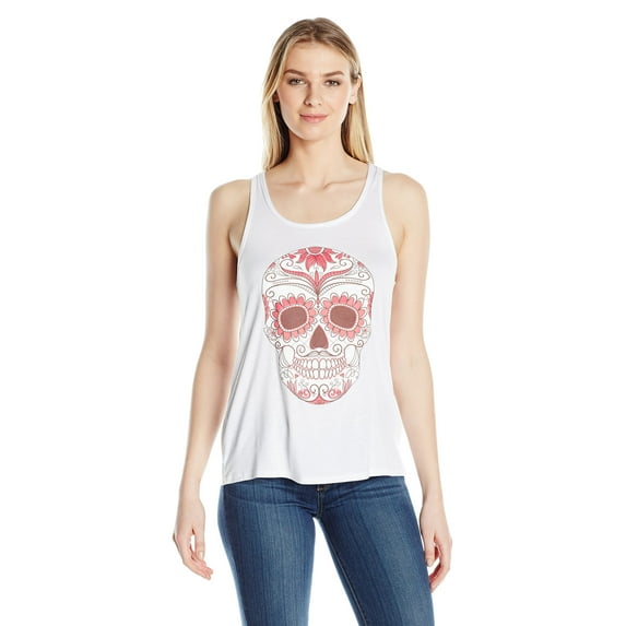 Women'sClementine with Floral Skull Flowy Racerback Tank Top