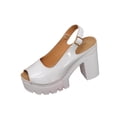 thumbnail image 1 of Women'sandals Oofas Womens Sandels Women's Fashionable Casual Summer Solid Color Fish Mouth Head Style High Heels Sandals White, 1 of 8