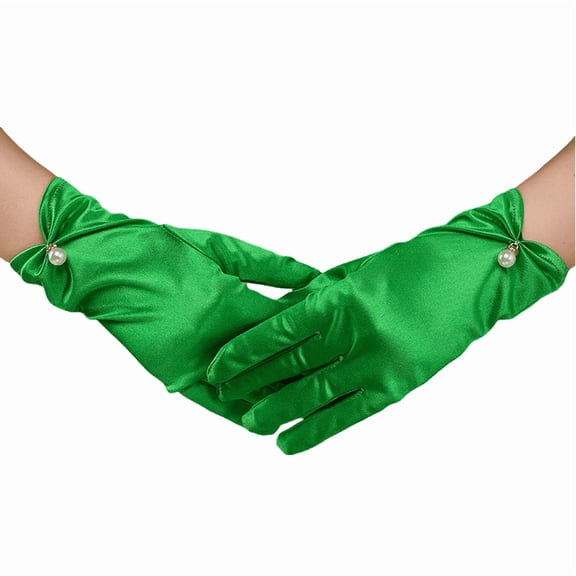 Women short Finger Gloves for Wedding Prom Satin Bridal Party Gloves for Lady