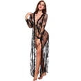 thumbnail image 1 of Women translucent Lingerie Sexy Long Lace Dress Sheer Gown See Through Kimono Robe, 1 of 6