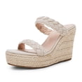 thumbnail image 1 of Women  wedge-shaped thick soled sandals with double straps woven slippers, summer cute slippers, beach vacation sandals, 1 of 3