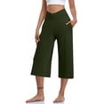 thumbnail image 1 of Women with Pockets Loose Fit Wide Leg Yoga Pants for Flowy Capris Lightweight Casual Cropped Pants, 1 of 10