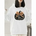 thumbnail image 1 of Women woman with a hat, a thin bow, black lace, pumpkin pattern, casual and fashionable long-sleeved White S-2XL, 1 of 6