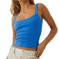 thumbnail image 1 of Womenacute;s Solid Color Tank Tops, Basic Sleeveless Scoop Neck Slim Fit Shirts Ribbed Tops, 1 of 5