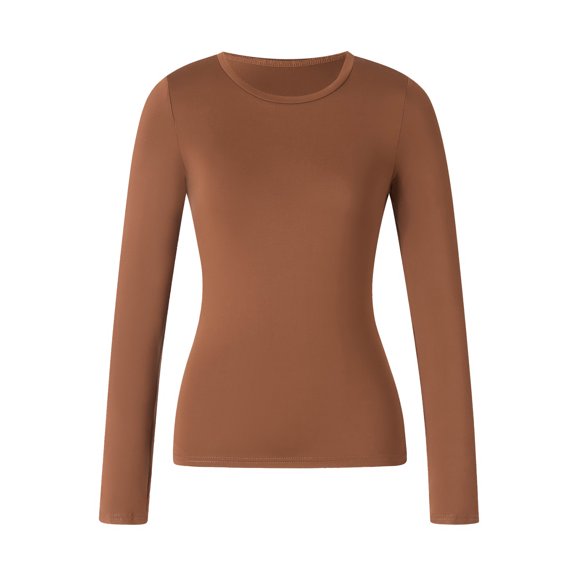 Womenacute;s Spring Autumn Slim Tops Solid Color Long Sleeve Round Neck Blouse