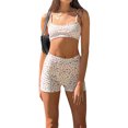 thumbnail image 1 of Womenacute;s Summer 2Pcs Outfit Sets Sleeveless Low Cut Beachwear Camisole + High Waist Floral Shorts, 1 of 10