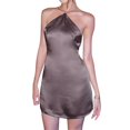 thumbnail image 1 of Womenacute;s Summer Short Skinny Clubwear Dress Solid Color Sleeveless Chain Hanging Neck Dress, 1 of 10