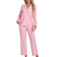 thumbnail image 1 of Womenp pajama set， Milk Silk Leopard Print Long Sleeve Pajama Set for women, 1 of 5