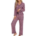 thumbnail image 1 of Womenp pajama set， Milk Silk Leopard Print Long Sleeve Pajama Set for women, 1 of 5