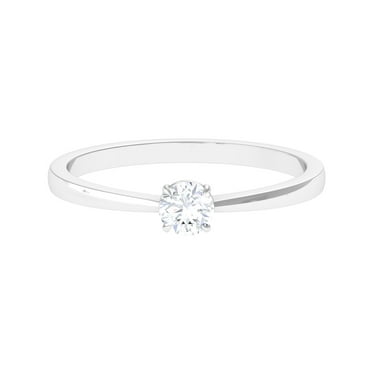 Rosec Jewels Womens 0.25 CT Round Shaped Diamond Solitaire Promise Ring in Claw Set, 925 Sterling Silver, US 4.00