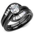thumbnail image 1 of Womens 0.65 Carat Round Cut CZ Black IP Stainless Steel Wedding Ring Set - Size 10, 1 of 5