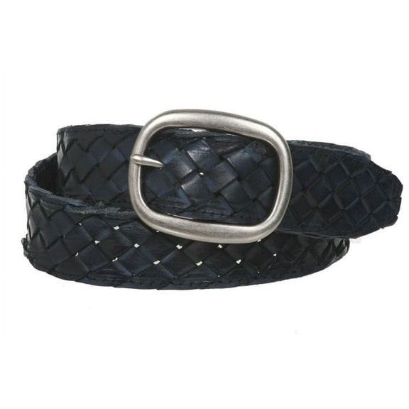 Womens 1 1/2" (38 mm) Snap On Oval Braided Woven Oil Tanned Leather Belt
