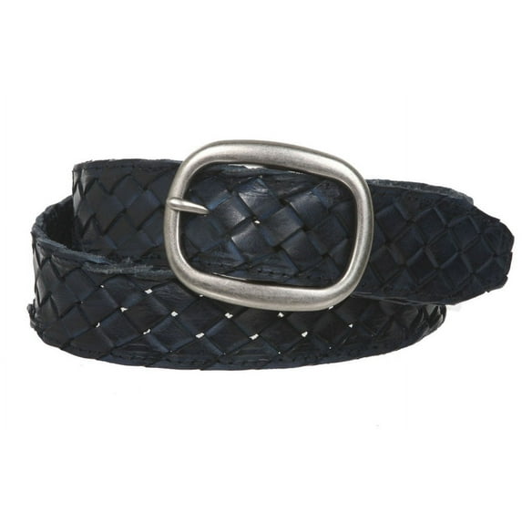 Womens 1 1/2" (38 mm) Snap On Oval Braided Woven Oil Tanned Leather Belt