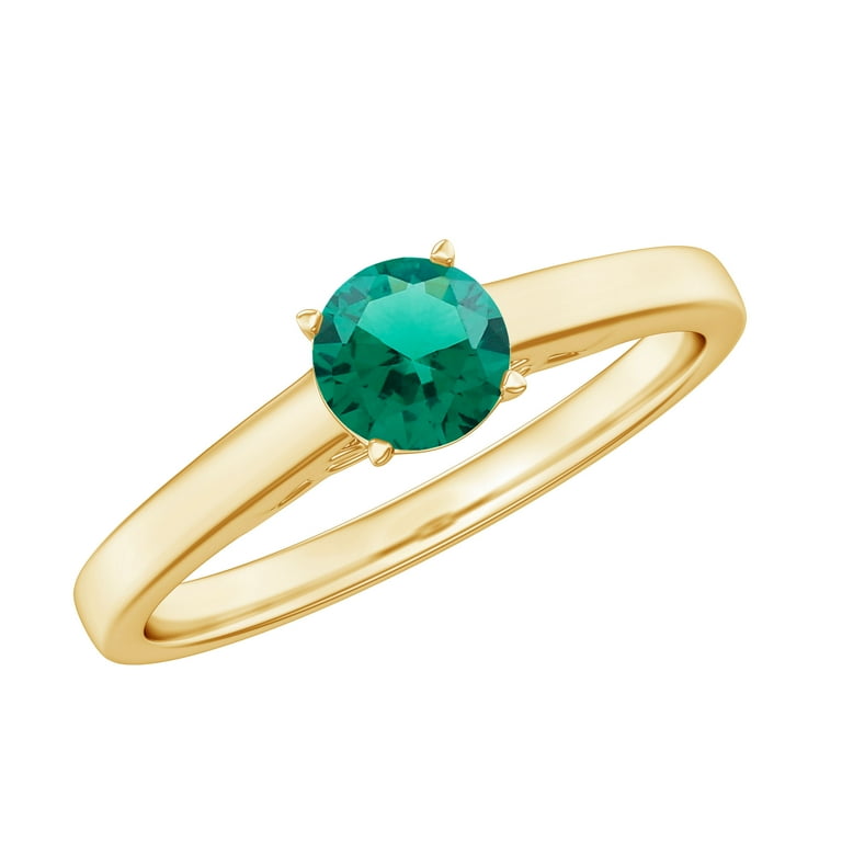 Rosec Jewels Womens 1/2 CT Lab Created Emerald Solitaire Promise