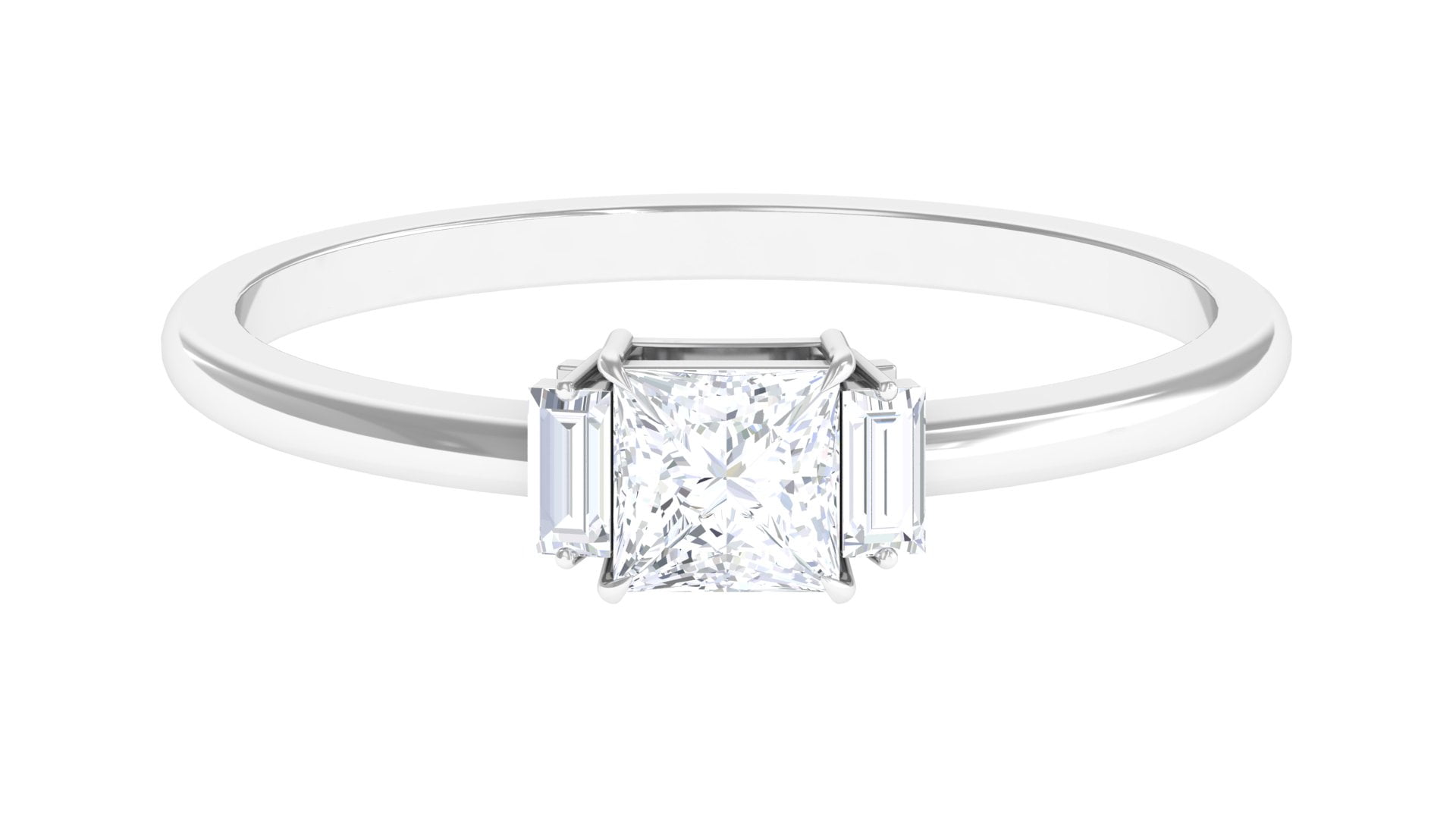 Womens 1/2 CT Princess Cut Diamond Promise Ring, Minimal Diamond Ring