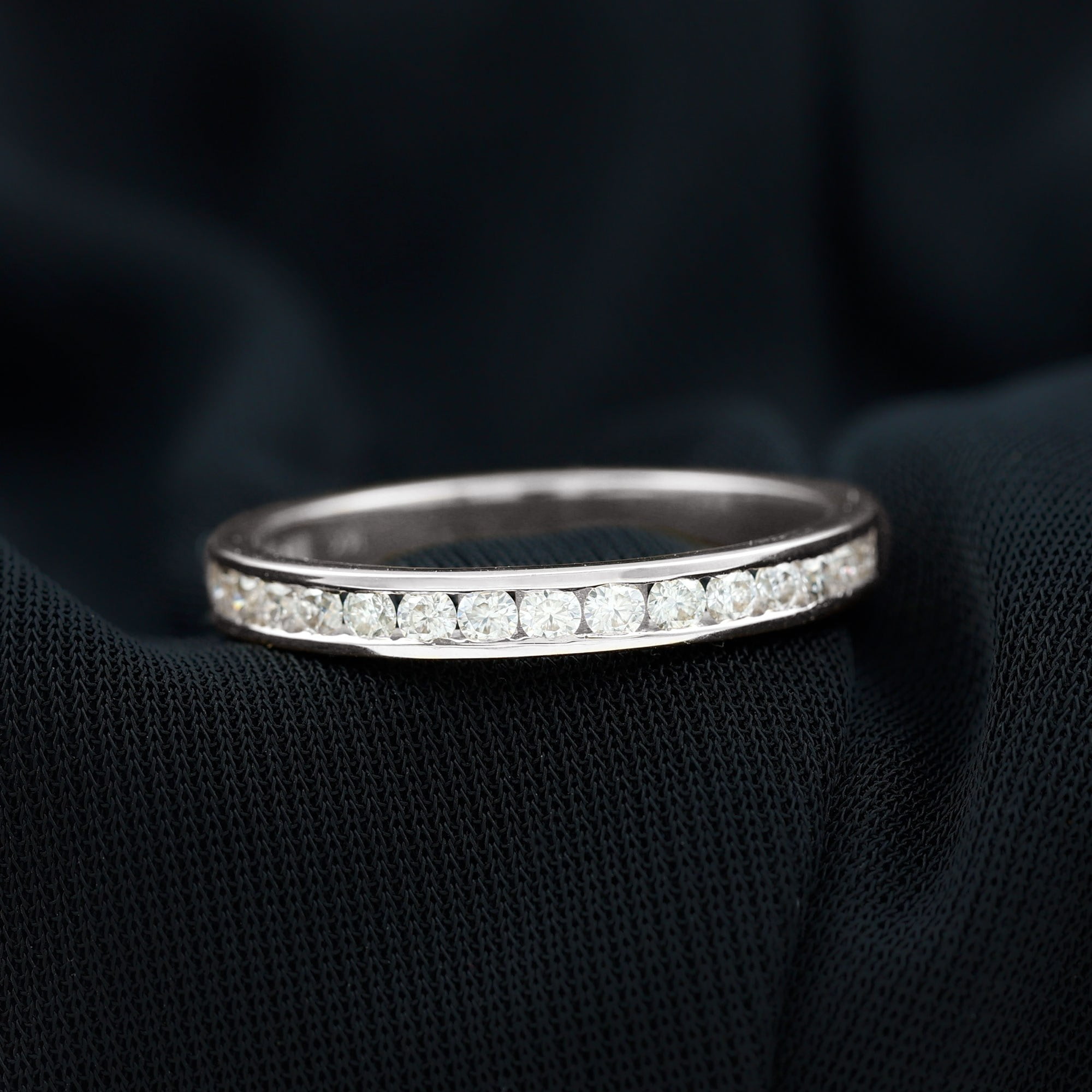 Womens 1.25 CT Channel Set Moissanite Half Eternity Gold Band