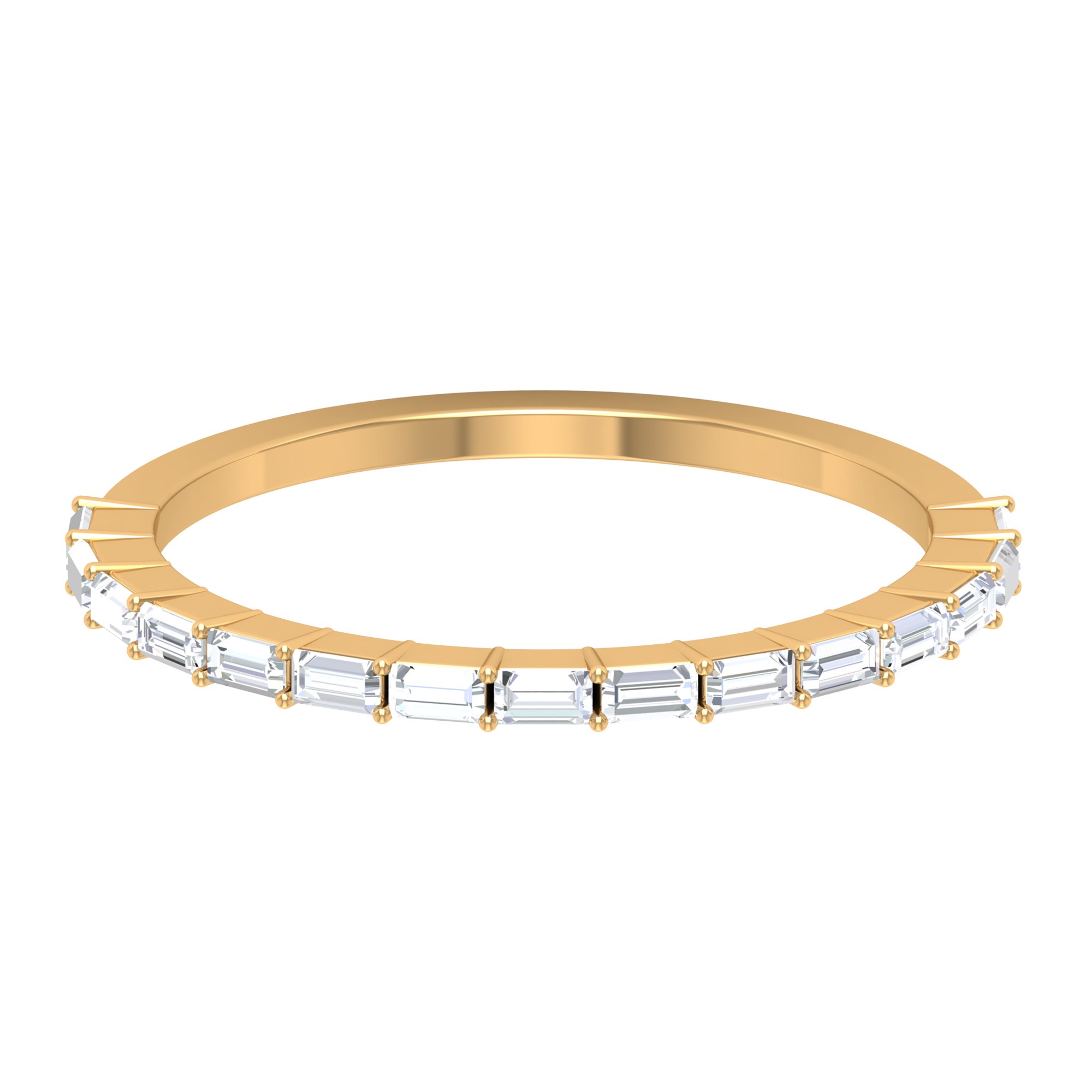 Womens 1/4 CT Diamond Half Eternity Ring, Baguette Diamond Ring in Gold