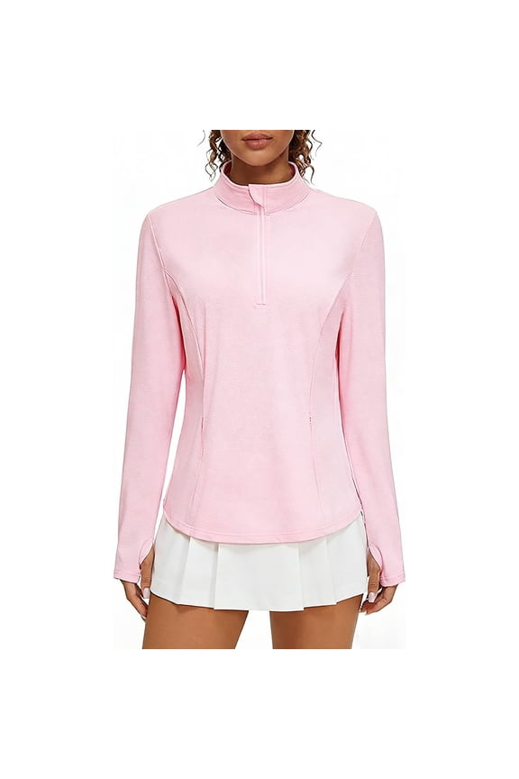 Womens 1/4 Zip Pullover UPF 40+ Sun Protection Athletic Tops Quick Dry Long Sleeve Mock Neck Tunic Shirts