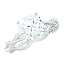 Rosec Jewels Moissanite Solitaire Engagement Ring Cushion Cut - Designer Ring for Women - 8 mm - 3 Carat - D-VS1 Quality, 925 Sterling Silver, US 4.00