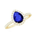 thumbnail image 1 of Rosec Jewels Lab Grown Blue Sapphire Teardrop Engagement Ring with Halo (6X8 mm) Blue Sapphire Diamond Ring - AAAA Grade, 14K Yellow Gold, US 7.50, 1 of 7
