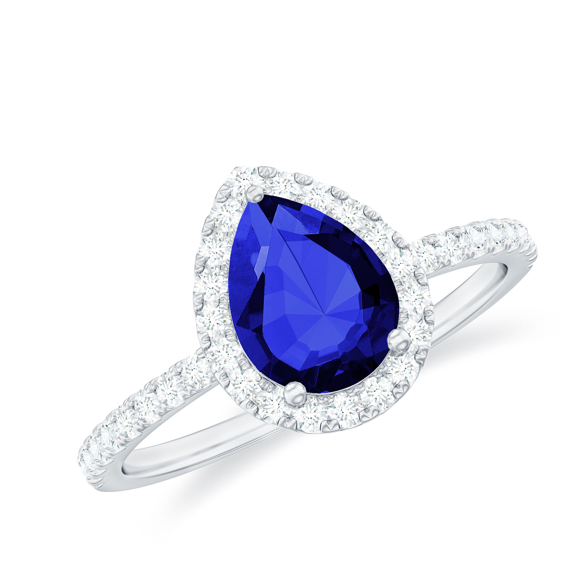 Womens 1.75 CT Pear Cut Lab Created Blue Sapphire Vintage Inspired Ring